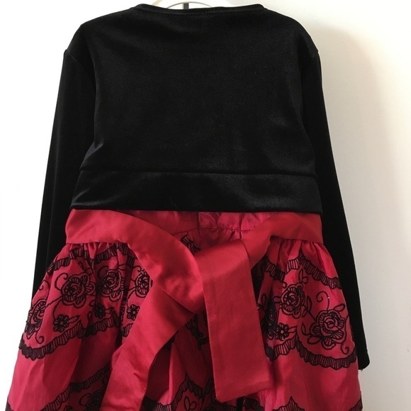 Jayne Copeland Little Girls Red Black 2-Pcs Holliday Dress with Cardigan Size 5 - Picture 6 of 16